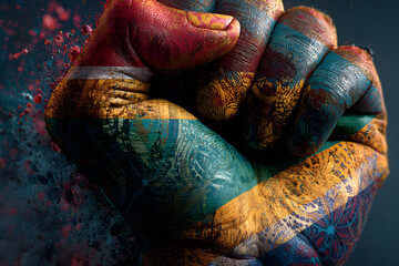 South africa youth day raised fist and flag design