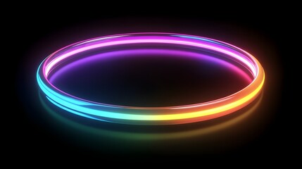 3D render of a vibrant, multicolored ring effect against a dark background.
