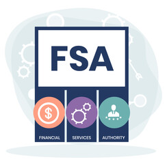 FSA - Financial Services Authority acronym, business concept. Vector infographic illustration for presentations, sites, reports, banners