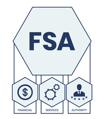 FSA - Financial Services Authority acronym, business concept. Vector infographic illustration for presentations, sites, reports, banners