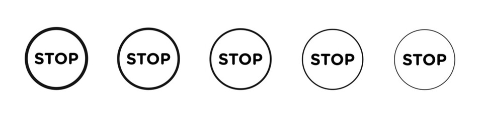 Stop icon flat illustration set logo