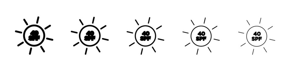 Sun protection factor 40 icon flat illustration set logo