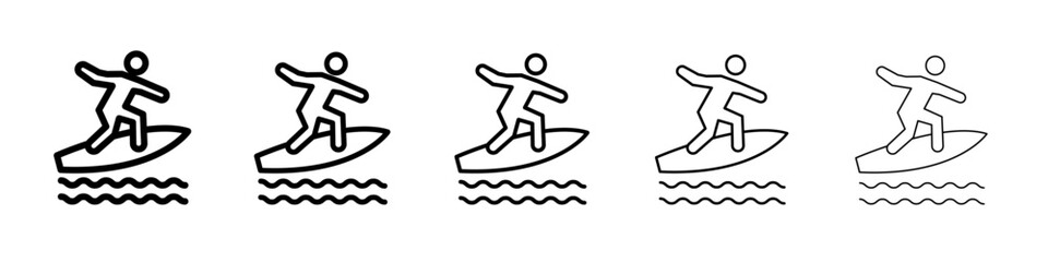surfing icon flat illustration set logo