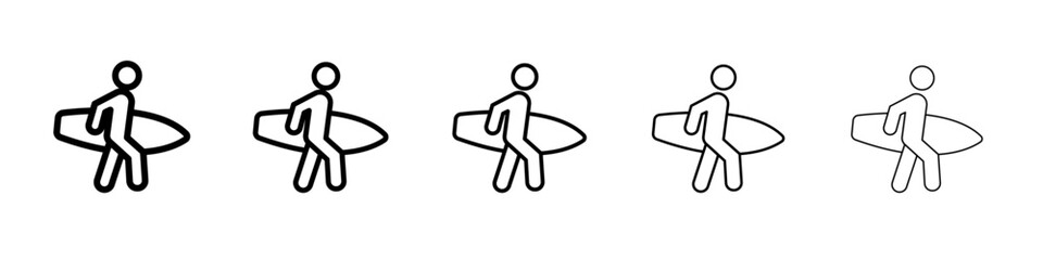 Surfer icon flat illustration set logo