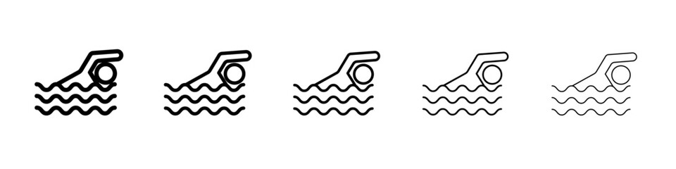 swimming icon flat illustration set logo