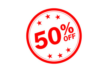 50% OFF - 50% OFF text written on Red Rubber Stamp
