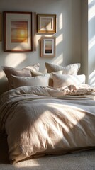 Cozy Bedroom with Natural Light and Textured Bedding