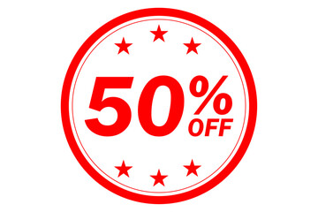 50% OFF - 50% OFF text written on Red Rubber Stamp
