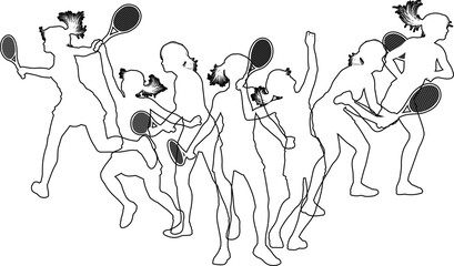 Silhouette Tennis Players Silhouettes Concept
