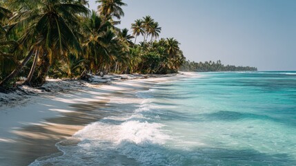 A Perfect And Sunlit Beach In The Tropics