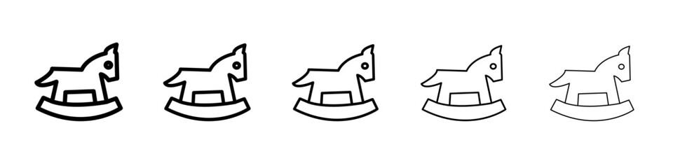Toy horse rocking chair icon flat illustration set logo