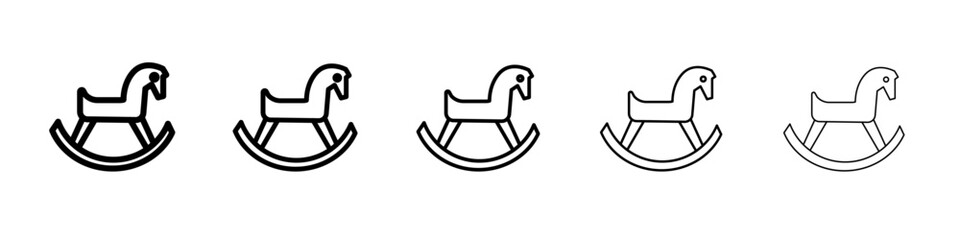 Toy horse rocking chair icon flat illustration set logo