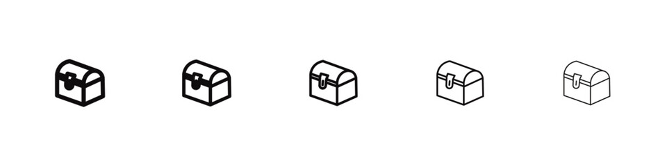 Treasure chest icon flat illustration set logo