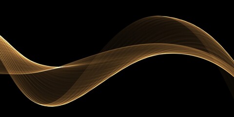Glowing golden magic light effect. Graphics of neon lines motion. Abstract light lines of movement and speed.