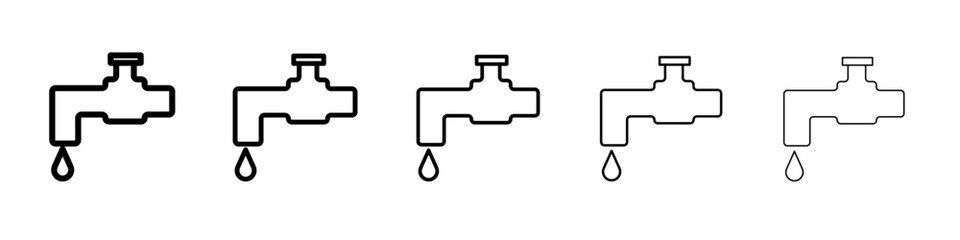Water tap icon flat illustration set logo