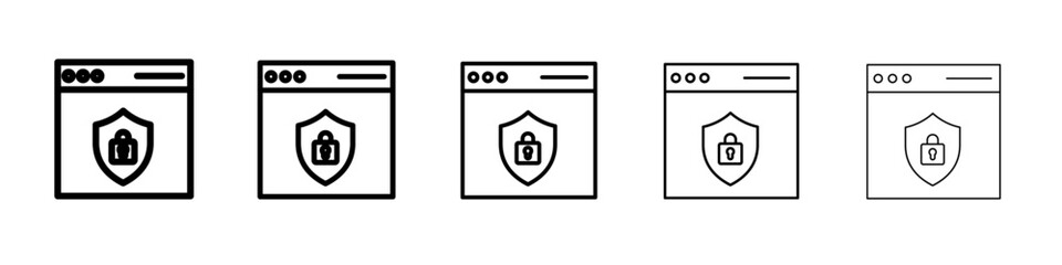 Web Security icon flat illustration set logo