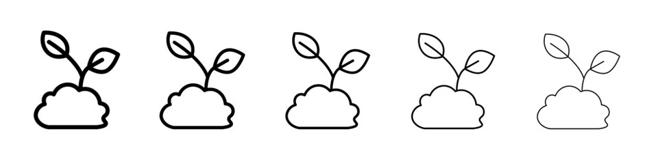 Young sprout icon flat illustration set logo