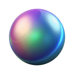 3d iridescent sphere with rainbow gradient on transparent background
