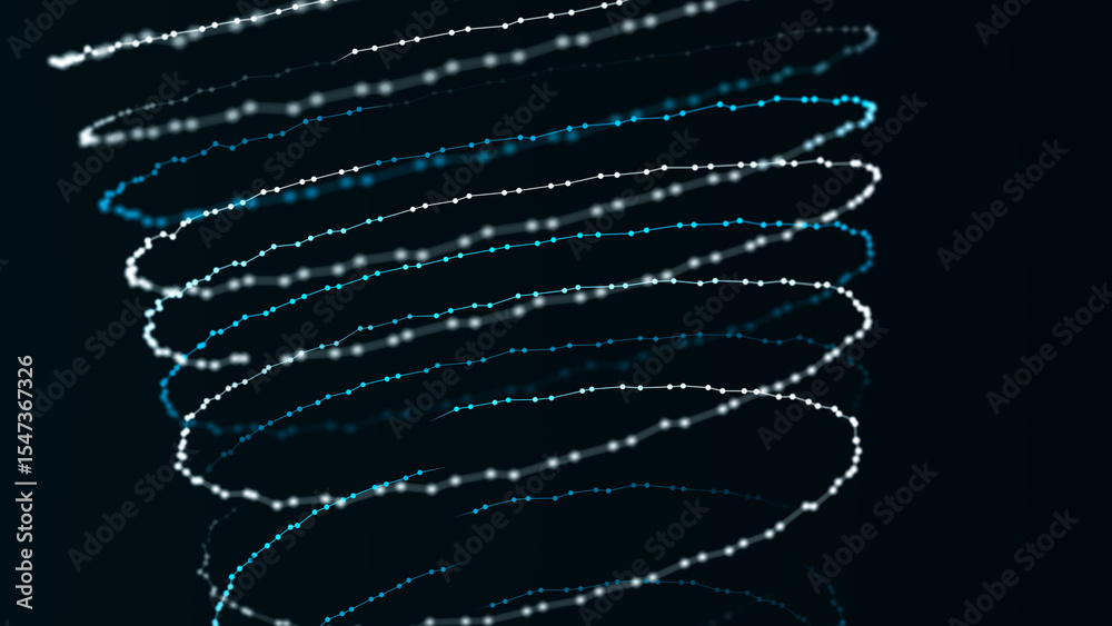 Leinwandbilder Digital binary data tunnel. Abstract connection of dots and lines on dark background. Concept of network. 3D