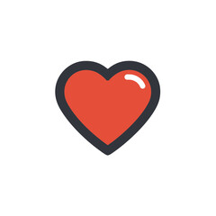 Red heart icon radiates affection on white background graphic design