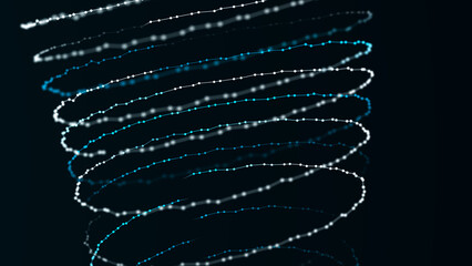 Digital binary data tunnel. Abstract connection of dots and lines on dark background. Concept of network. 3D