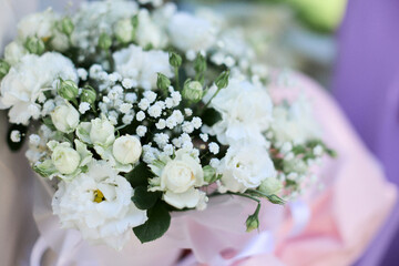 Bouquet of Fresh Roses at Flower Market