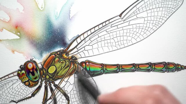 Detailed dragonfly illustration artwork