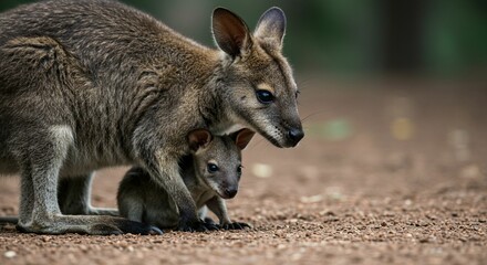 Fototapeta premium Kangaroo mother and joey