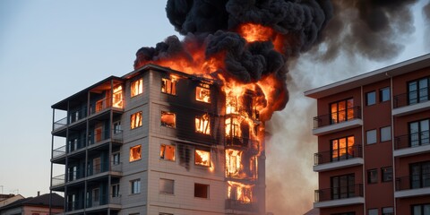 Building Fire Engulfing Apartment Complex