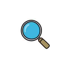 Blue magnifier explores findings search on white background tool focus