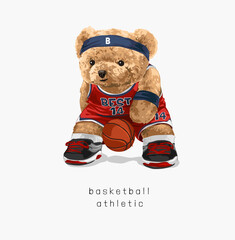 bear doll basketball player vector illustration hand draw - not auto trace