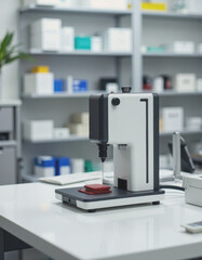 Abrasion test stand in a modern white laboratory setting