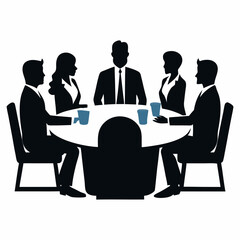 Silhouette vector art of business people having a meeting together