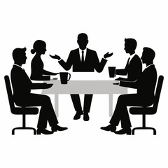 Silhouette vector art of business people having a meeting together