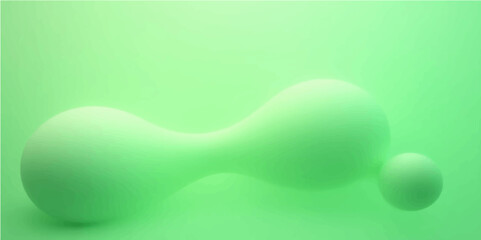 Green abstract wave background with bubbles and soft flowing lines