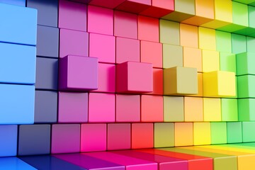 Colorful abstract background with boxes 3D illustration