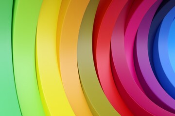 Colorful abstract background with curved lines 3D illustration