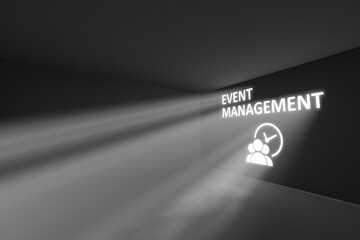 EVENT MANAGEMENT rays volume light concept 3d illustration