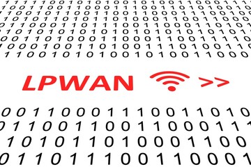 LPWAN concept binary code 3d illustration