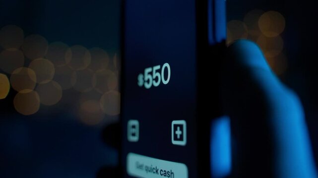 A fictional mobile application for getting quick money. A person chooses the amount of money and instantly receives it.
