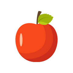 Red Apple Vector Flat Illustration