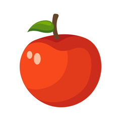 Sweet Red Apple Vector Flat Illustration