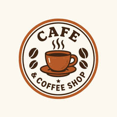 Obraz premium Cafe & Coffee Shop Logo: Vintage Coffee Cup Design for Branding