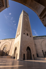 Casablanca, Morocco: The famous Hassan II mosque and minaret in Casablanca, Morocco largest city.