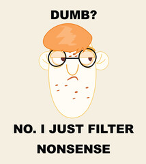 Sarcastic redhead nerd illustration, comic vector art with witty expression, perfect for trendy digital prints