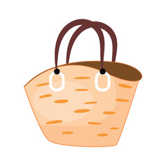 Classic straw tote bag, beach style, hand-drawn summer fashion, natural material, stylish digital art