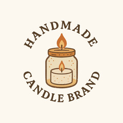 Artisan Candle Brand Logo: Jar Candle Illustration for Business