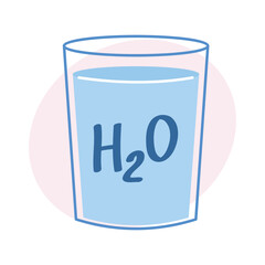 Refreshing water glass, blue liquid, healthy lifestyle, hydration icon, minimalist digital art, wellness