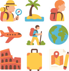 Travel and Vacation Flat Icon Collection