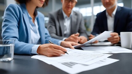 Fototapeta premium Business team discussing documents at a meeting in the office